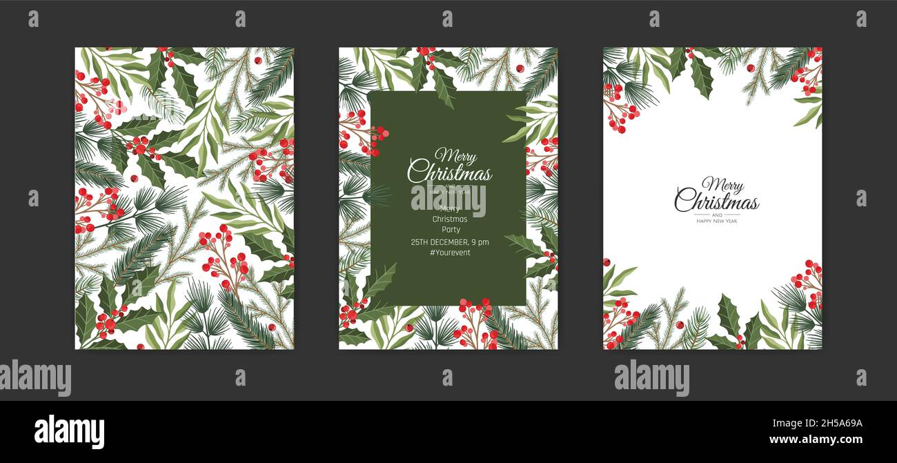 Sammlung von weihnachtskarten mit weihnachtselementen Stock Vektor