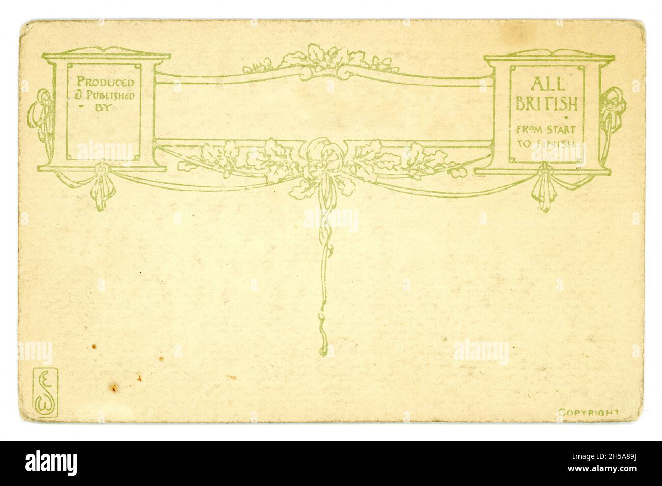 Rückseite der ursprünglichen Postkarte aus der Zeit WW1 mit attraktivem Design. Platz für eigenen Text, Kopie. Um 1914, England, Großbritannien Stockfoto