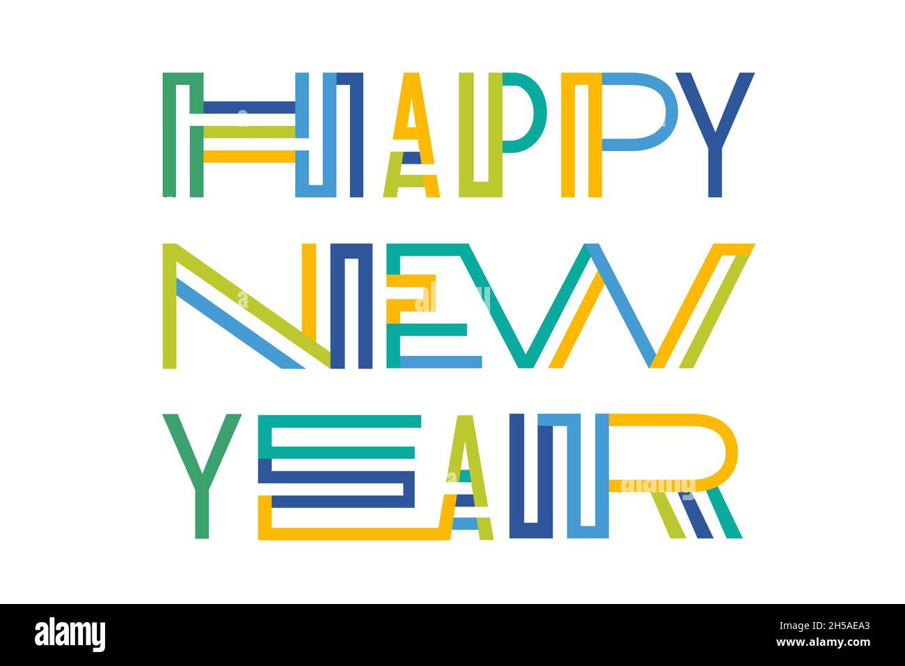 Moderner Schriftzug Happy New Year auf Weiß Stock Vektor