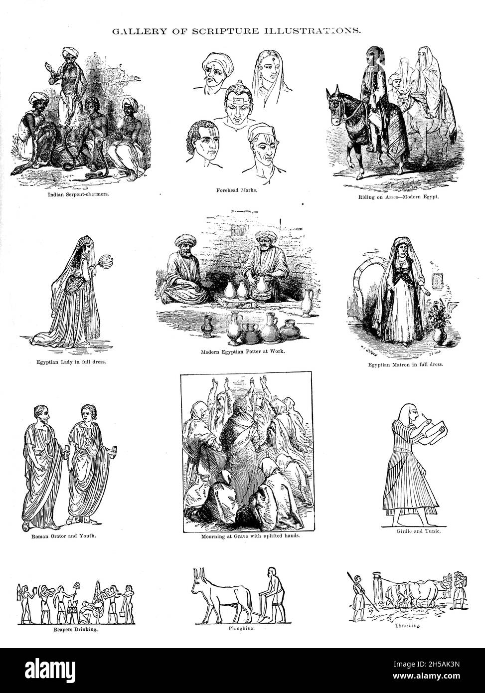 Galerie der Heiligen Schrift Illustrationen des biblischen Lebensstils und der Mode aus der "Doré-Familienbibel", die das Alte und Neue Testament, die Apokryphen mit feinen ganzseitige Gravuren, Illustrationen und die Dore-Bibelgalerie enthält. Veröffentlicht in Philadelphia von William T. Amies im Jahr 1883 Stockfoto