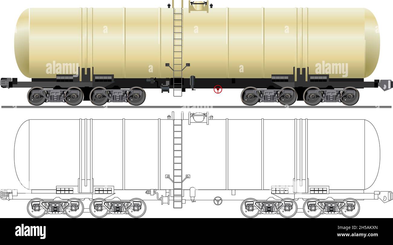 Öl / Benzin Eisenbahn-Tankwagen verfügbar EPS-8 Vektor-Format durch Gruppen für einfache Bearbeitung getrennt Stock Vektor