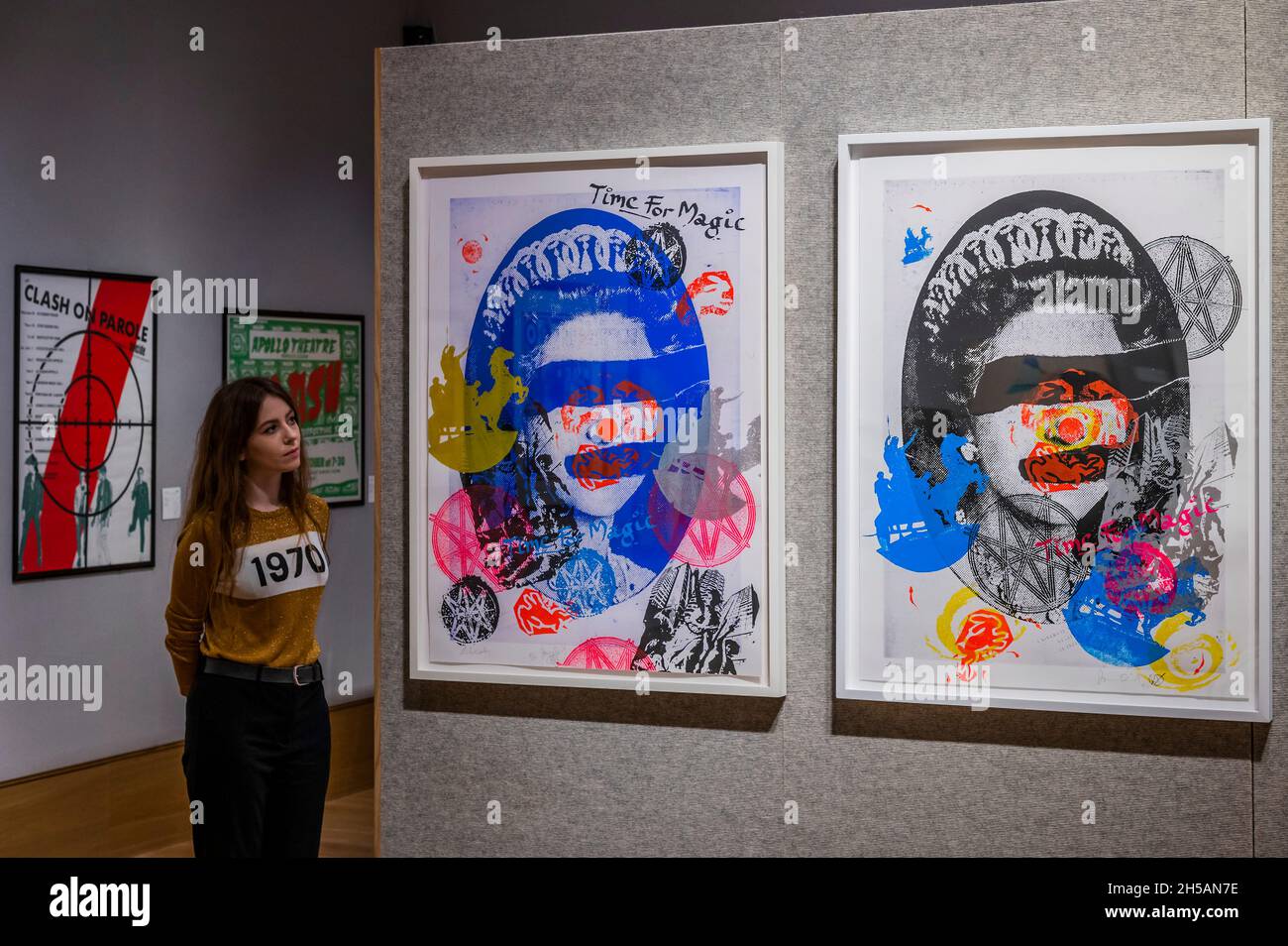 London, Großbritannien. November 2021. Liberty Poster von Jamie Reid, est £1500-2000 - Vorschau auf Bonhams' Pop x Culture Verkauf. Der Verkauf findet am 11. November in der New Bond Street statt. Kredit: Guy Bell/Alamy Live Nachrichten Stockfoto