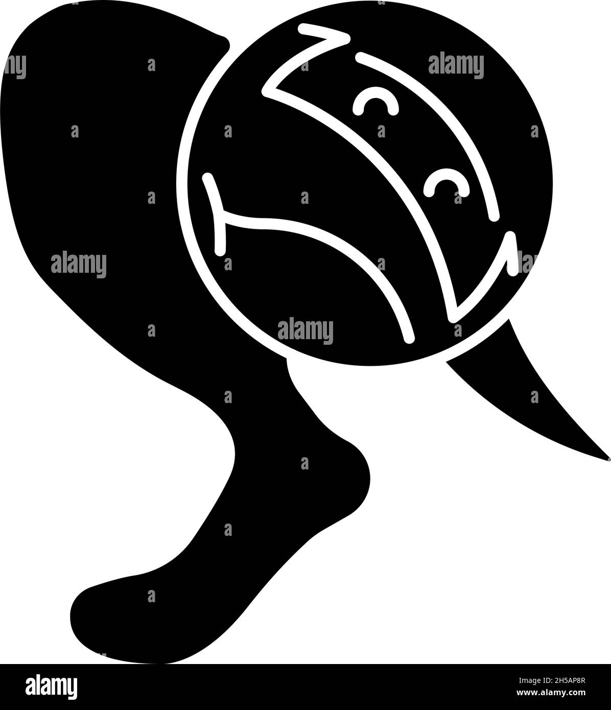 Schwarzes Glyphensymbol mit Ringwurm Stock Vektor