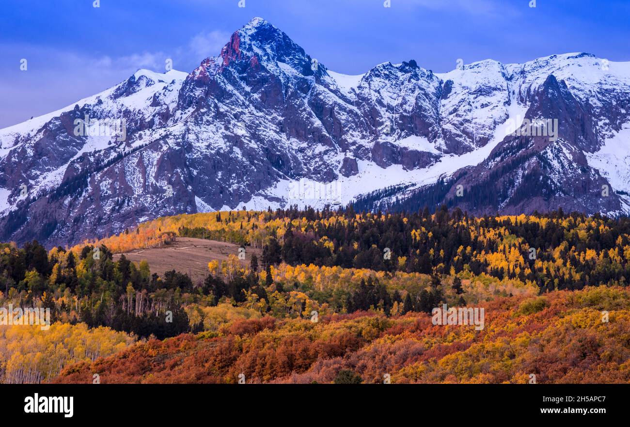 Sneffels Range Fall Sunrise - Dallas Divide - Ridgway, Colorado Stockfoto