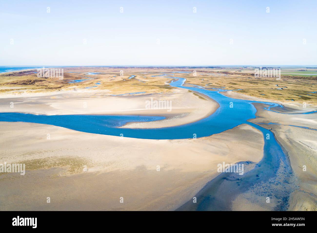 Luftaufnahme des Slufter-Tals, Texel, Noord-Holland, Niederlande Stockfoto