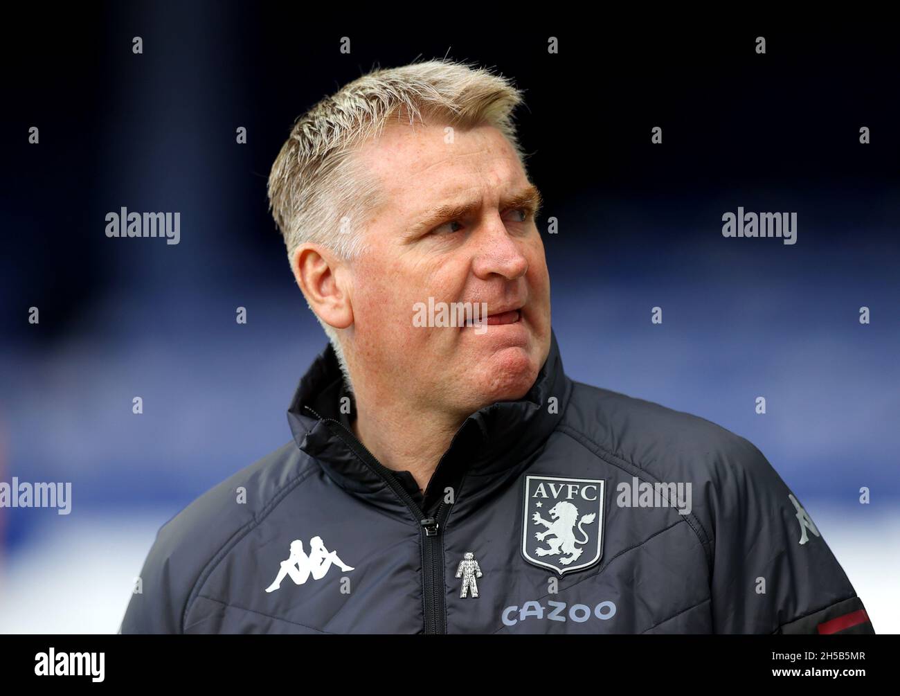 Datei-Foto vom 01-05-2021 von Dean Smith, Manager der Aston Villa, während des Spiels der Premier League im Goodison Park, Liverpool. Dean Smith wurde am Sonntag nach drei Jahren im Amt von der Aston Villa entlassen. Ausgabedatum: Montag, 8. November 2021. Stockfoto