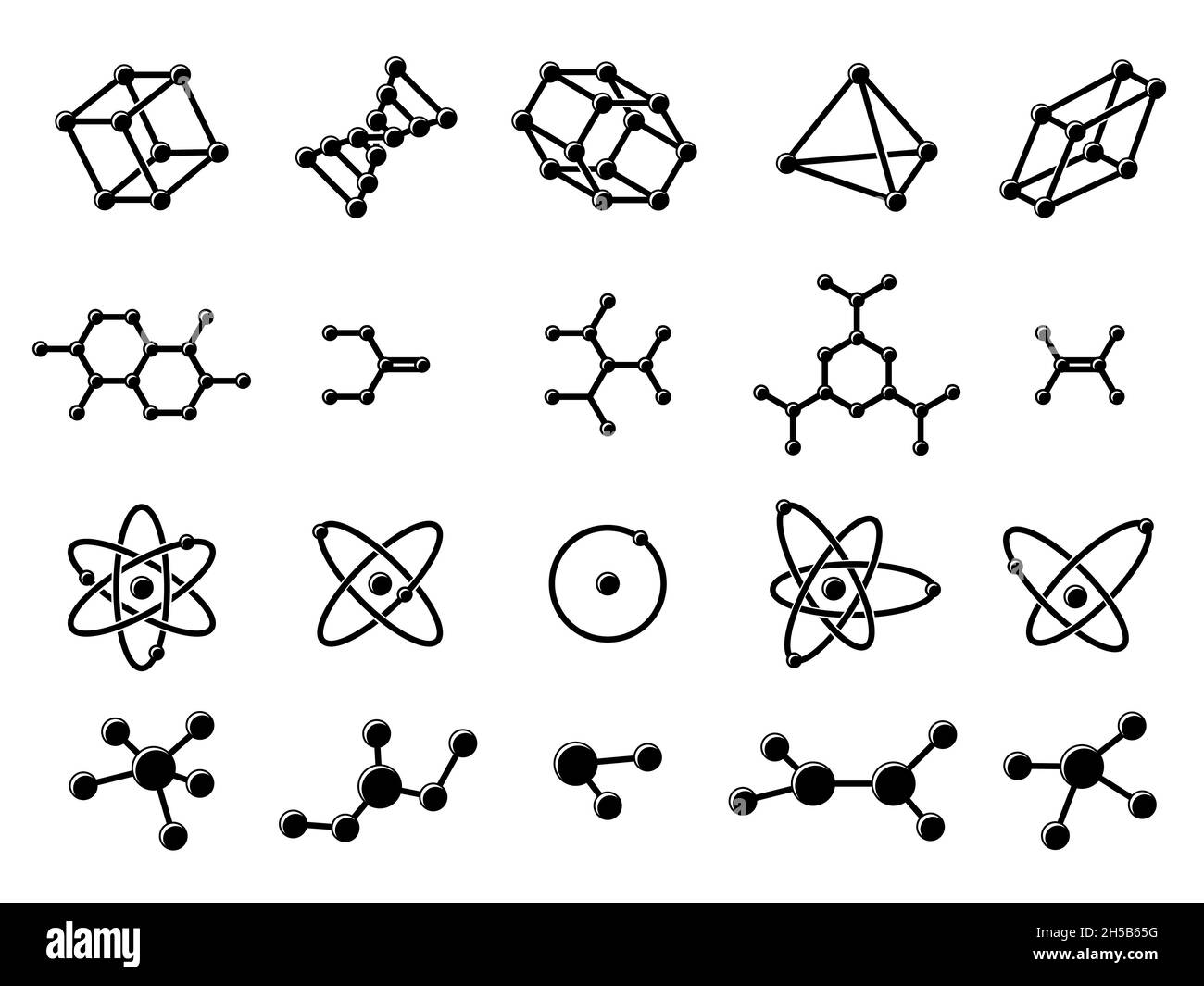 Molekulare Struktur. Hexagon-dna-Molekül, Logo verbundene Moleküle. Chemische Formel, schwarze Chemie oder Medizin Forschung neuesten Vektor-Symbole Stock Vektor