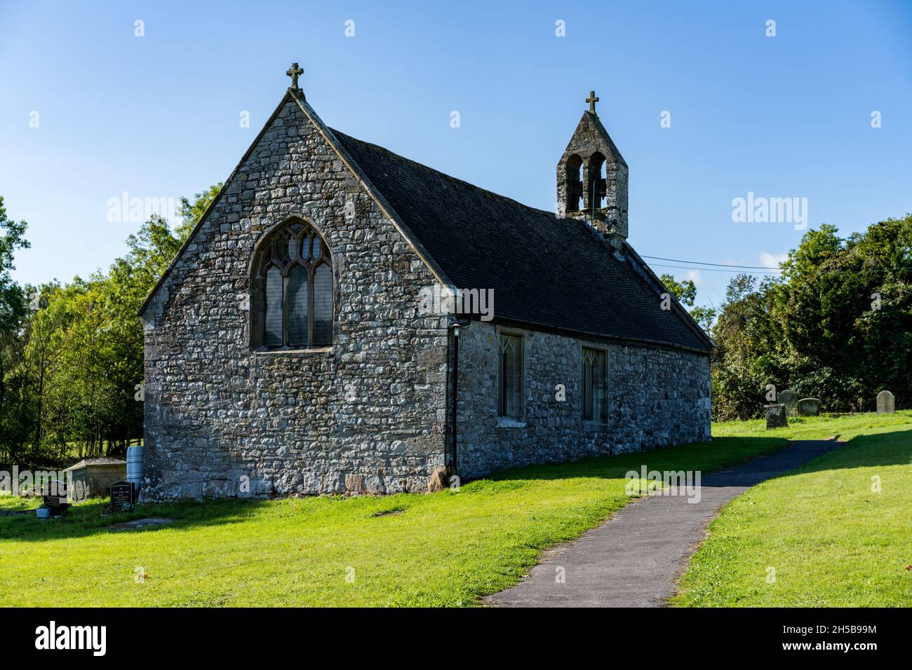 Church of St David, Trostrey, Nr Usk, Monmouthshire, South Wales, VEREINIGTES KÖNIGREICH. Die St. David's Church, Trostrey, hat ihren Ursprung im 14th. Jahrhundert. Stockfoto