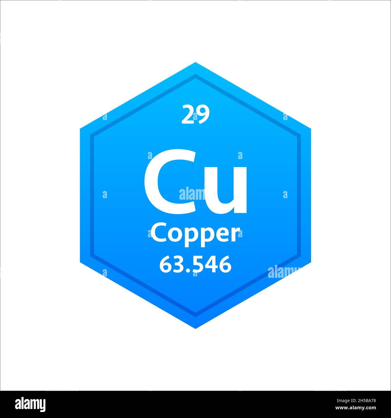 Kupfersymbol. Chemisches Element des Periodensystems. Vektorgrafik Stock Vektor