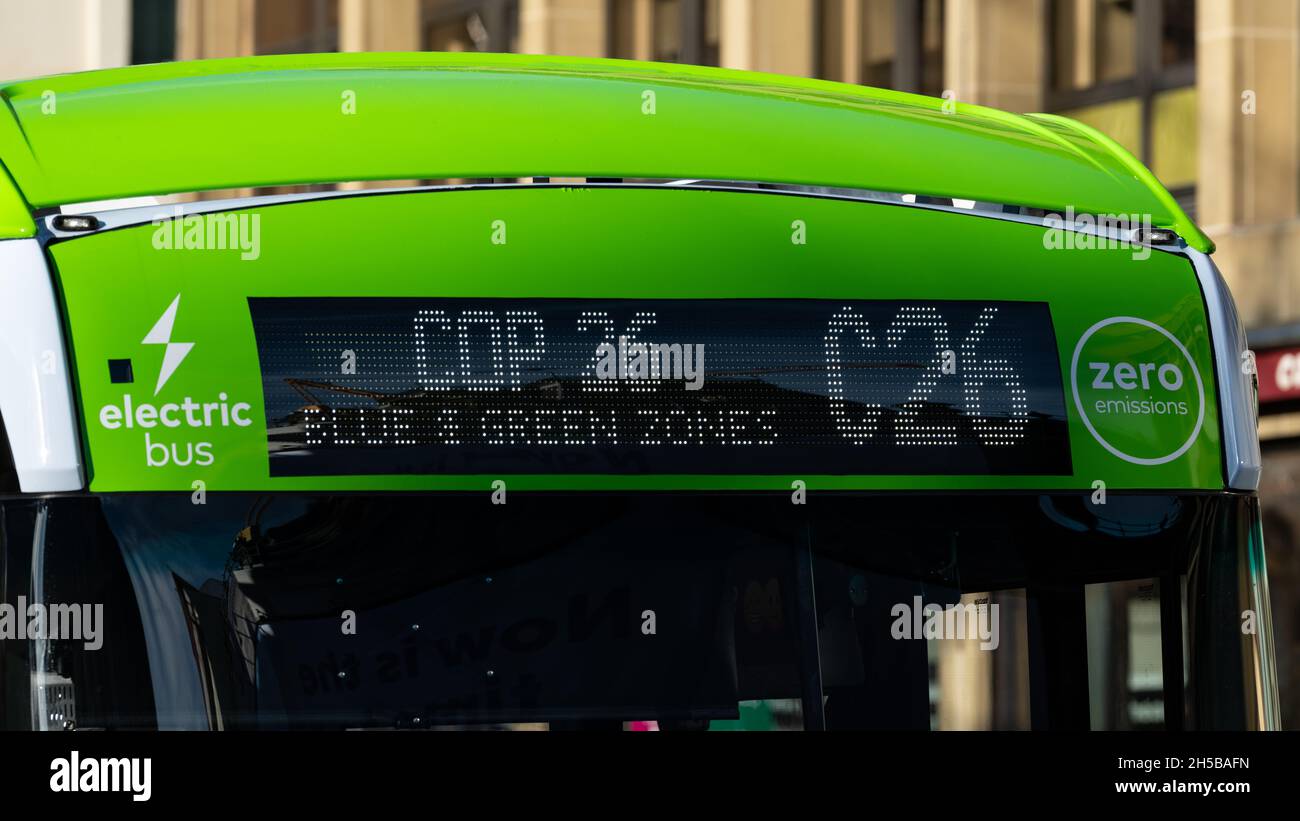 COP26 Elektrobus, Glasgow, Schottland, Großbritannien Stockfoto