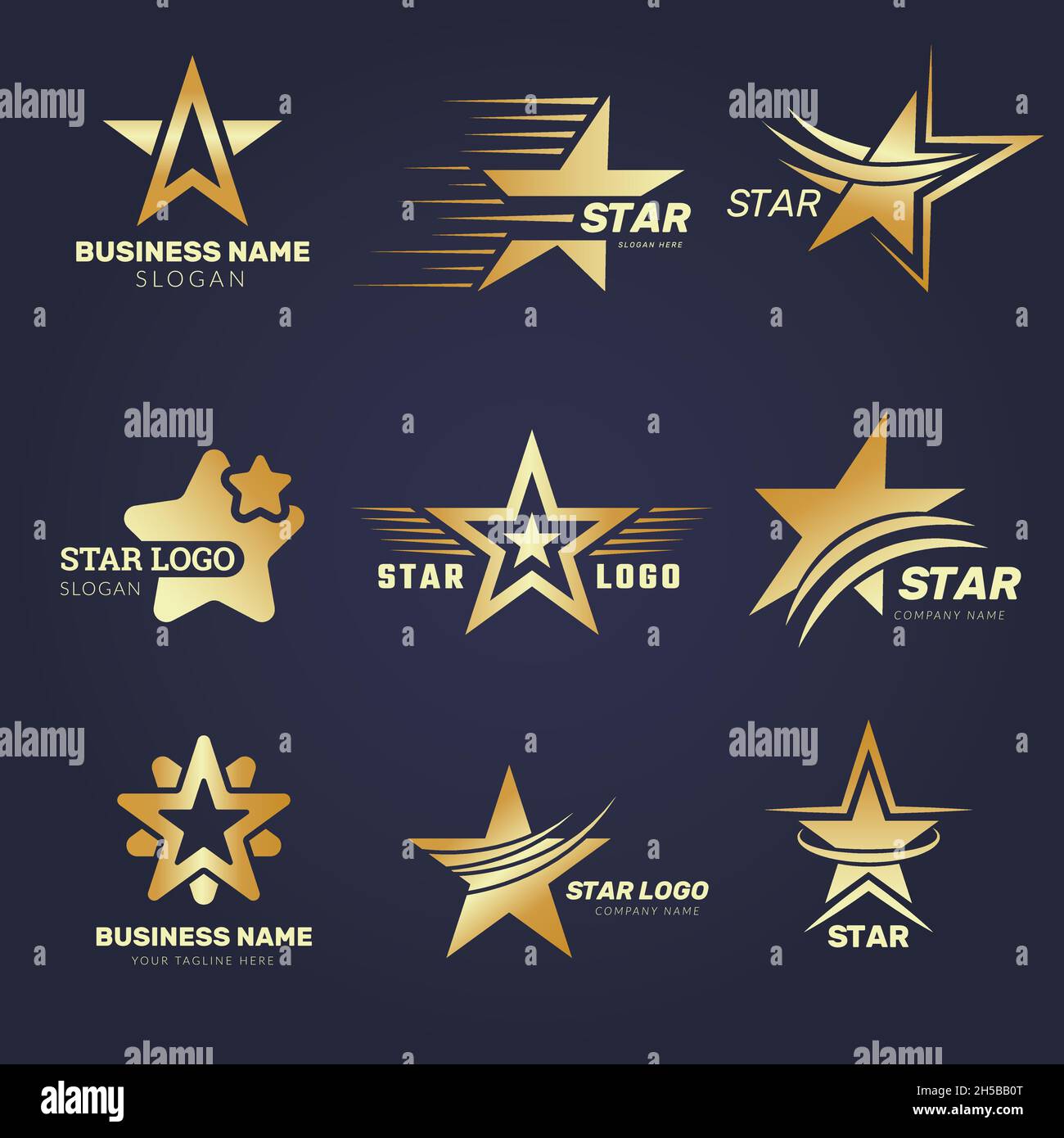 Stars-Logo. Moderne Business-Leadership-Konzept Symbole Bewertung elegant stilisierte Sterne jüngsten Vektor-Sammlung Stock Vektor