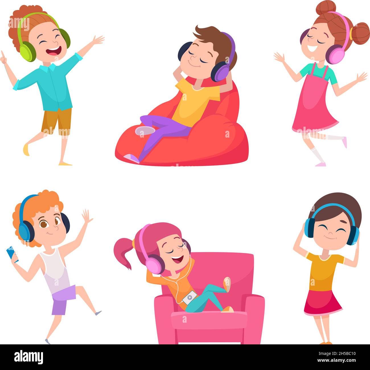 Boy listening music cartoon -Fotos und -Bildmaterial in hoher Auflösung