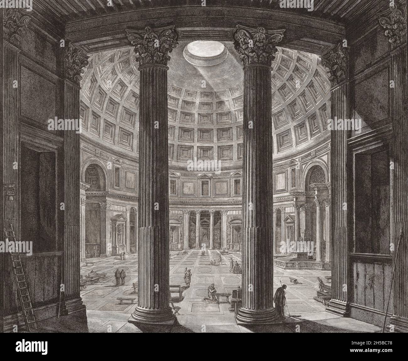 Der Innenraum des Pantheons, Rom, Italien. Nach einem Werk von Giovanni Battista Piranesi aus dem 18. Jahrhundert. Stockfoto