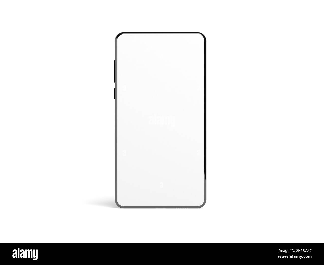 Modernes Smartphone auf weißem Hintergrund isoliert. Realistisches Smartphone-Modell. 3d-Illustration. Stockfoto