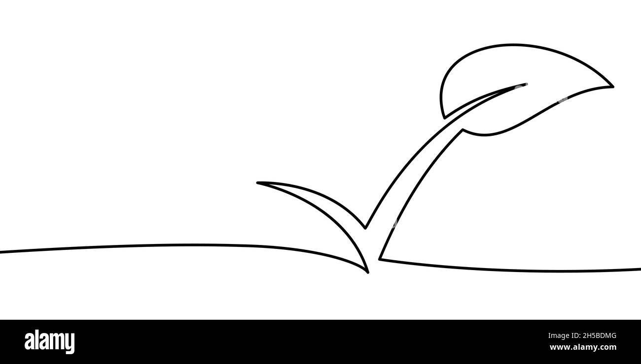 Hintergrund der Strichlinie. Hintergrund für einzeilige Zeichnung. Fortlaufende Linienzeichnung des Zeichens mit Blatt. Vektorgrafik. Stock Vektor