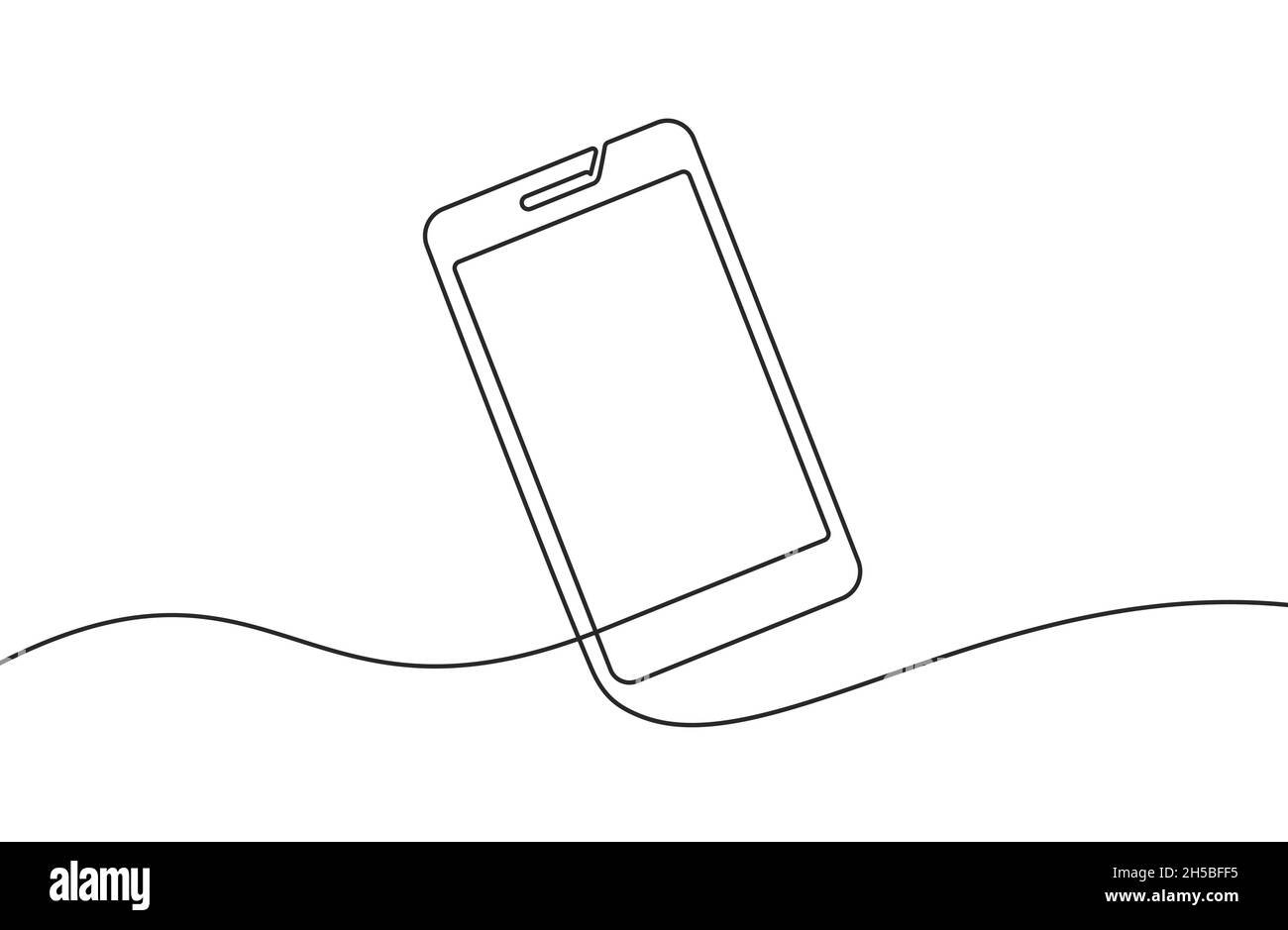 Hintergrund der Telefonleitung. Hintergrund für einzeilige Zeichnung. Kontinuierliche Linienzeichnung des Smartphones. Vektorgrafik. Stock Vektor