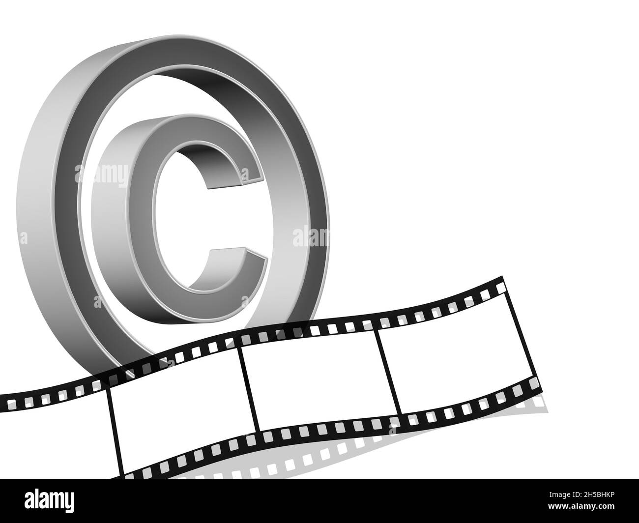 Symbol für Copyright, Film, als 3d-Illustration vor weißem Hintergrund Stockfoto