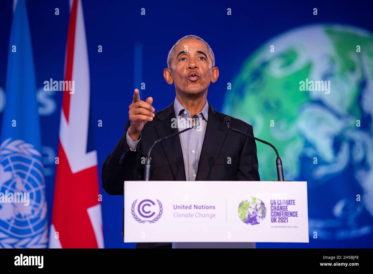 Glasgow, Schottland, Großbritannien. November 2021. IM BILD: Präsident Barack Obama hat eine Rede auf der COP26-Klimakonferenz gesehen. Quelle: Colin Fisher/Alamy Live News Stockfoto