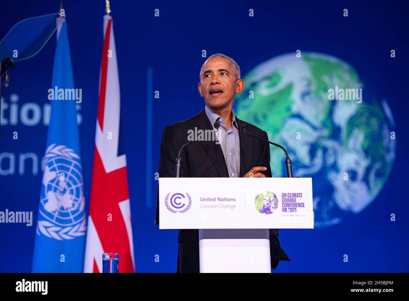 Glasgow, Schottland, Großbritannien. November 2021. IM BILD: Präsident Barack Obama hat eine Rede auf der COP26-Klimakonferenz gesehen. Quelle: Colin Fisher/Alamy Live News Stockfoto