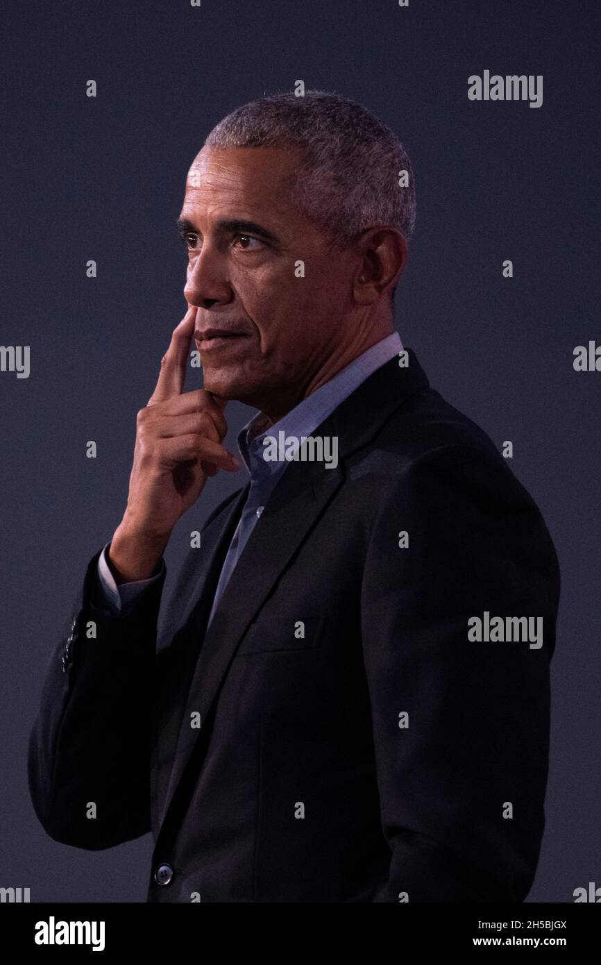 Glasgow, Schottland, Großbritannien. November 2021. IM BILD: Präsident Barack Obama hat eine Rede auf der COP26-Klimakonferenz gesehen. Quelle: Colin Fisher/Alamy Live News Stockfoto