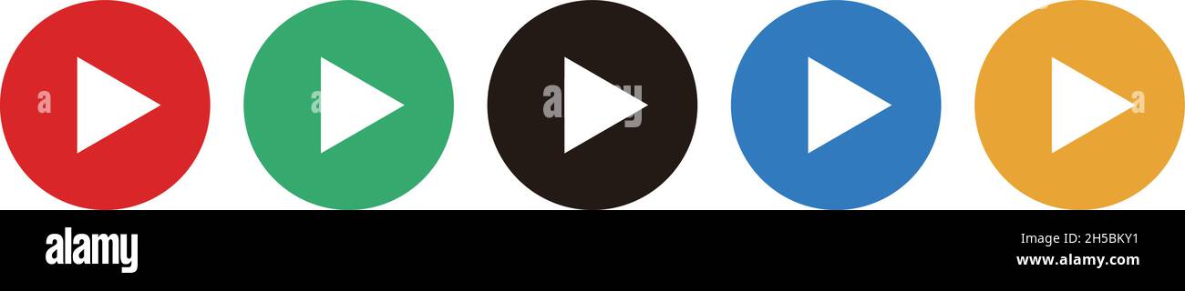 Die bunte Play-Taste ist nicht nur für die Wiedergabe von Videos, sondern auch für die Wiedergabe von Musik, so dass es sehr vielseitig. Stock Vektor