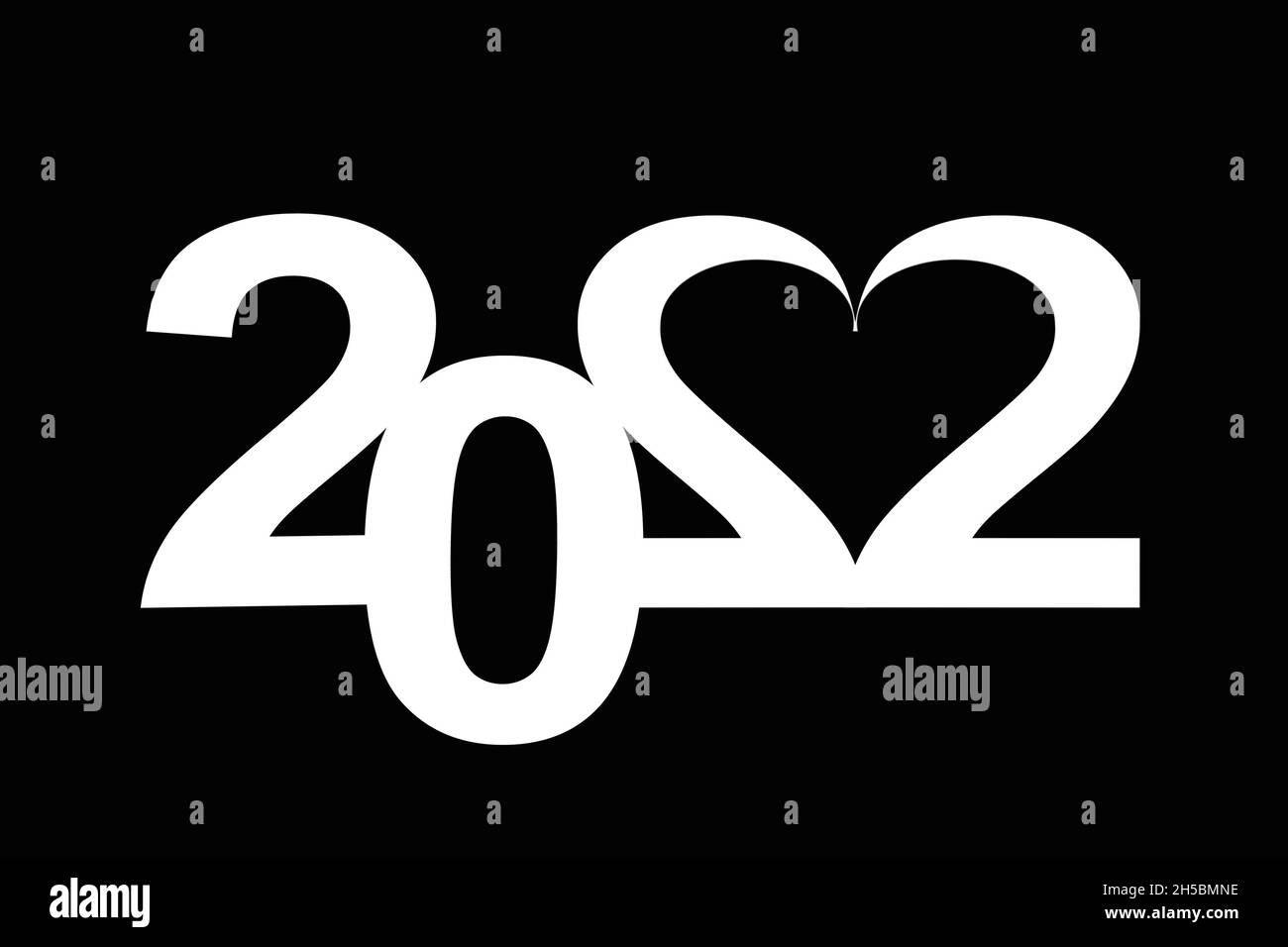 2022 Neujahr minimal weiße Grußkarte Stockfoto