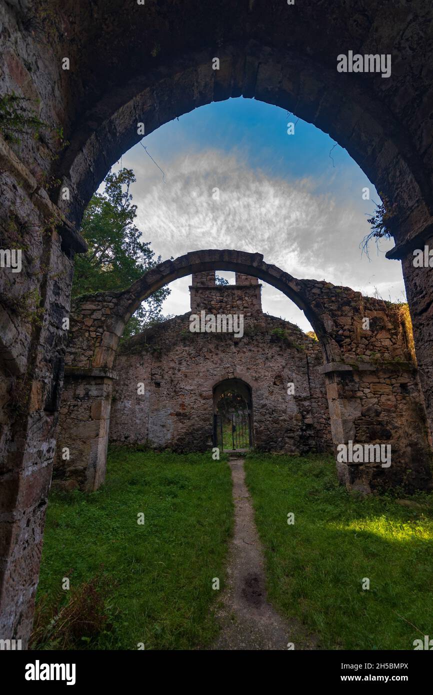 Religiöse und kirchliche Architektur von Asturien - Spanien. Stockfoto