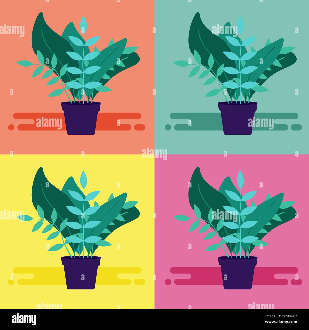 Einfache Pop-Art-Illustration mit Blumenmuster. Dekoratives Hipster-Poster. Stock Vektor