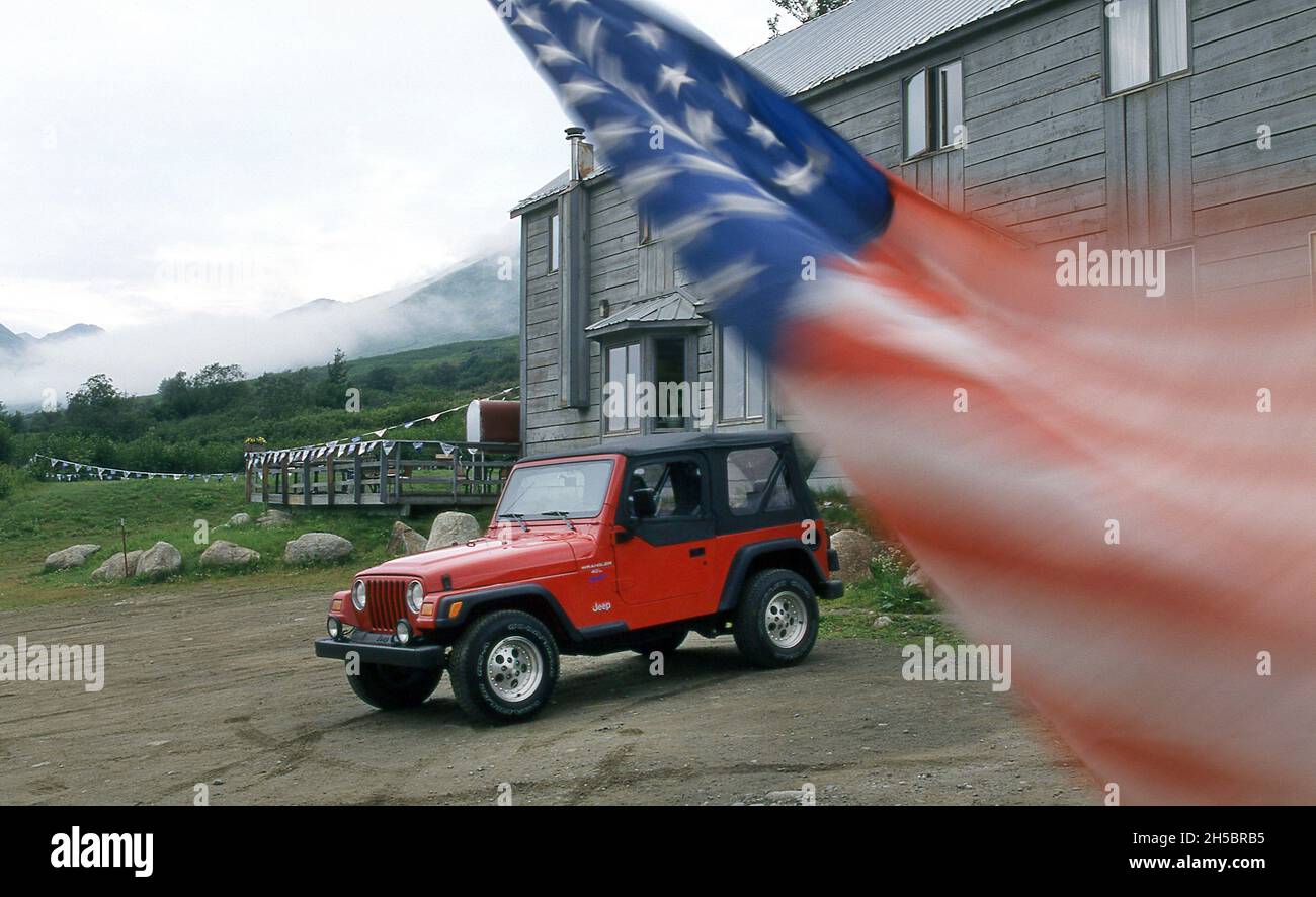 Jeep Wrangler Road Trip in Alaska 1998 Stockfoto