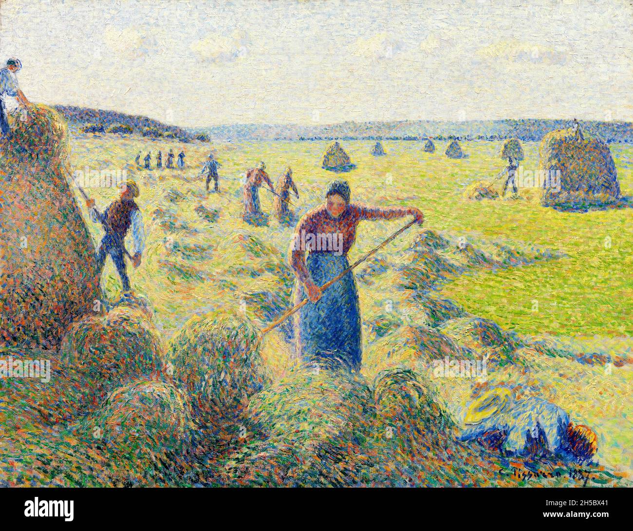 La Récolte des Foins, Éragny (Haymaking, Eragny) von Camille Pissarro (1830-1903), 1887 Stockfoto