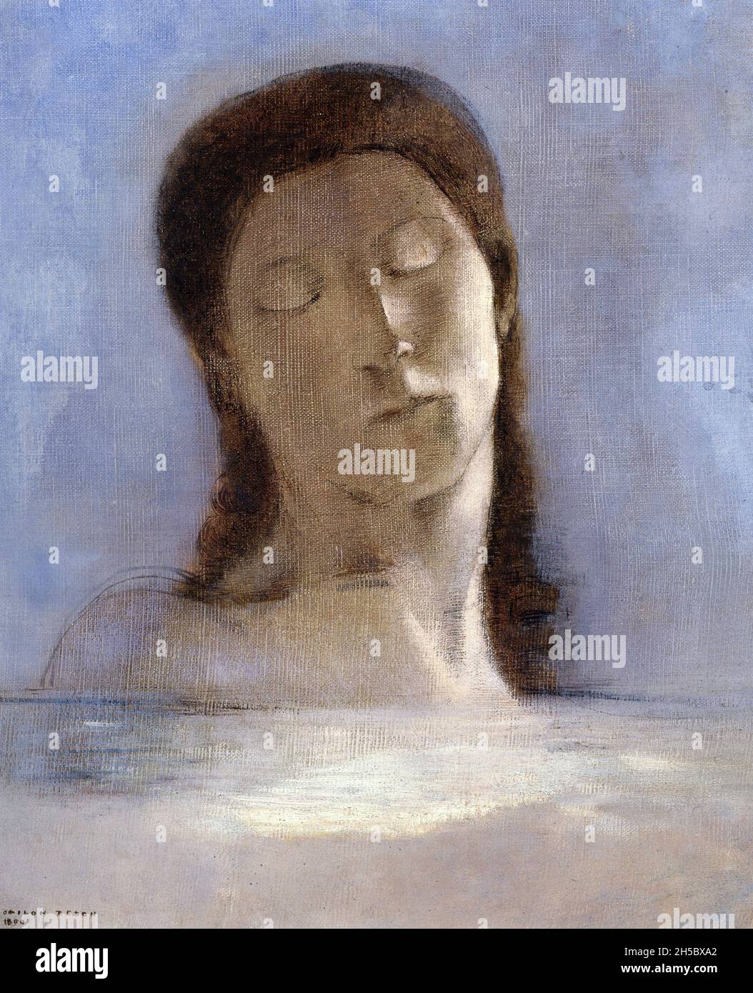 Closed Eyes von Odilon Redon (1840-1916), Öl auf Leinwand, 1890 Stockfoto