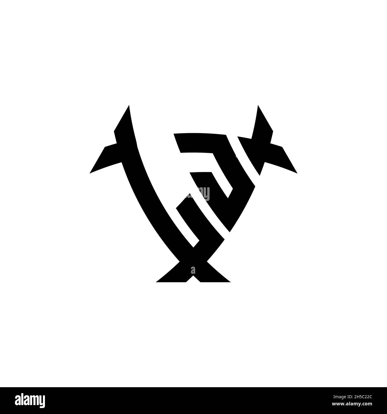 LJ Monogram-Logo mit Dreieck-Schild und kreisförmiges Design auf isoliertem Hintergrund. Dreieck-Monogramm-Logo, Schild-Monogramm-Logo, Trian Stock Vektor