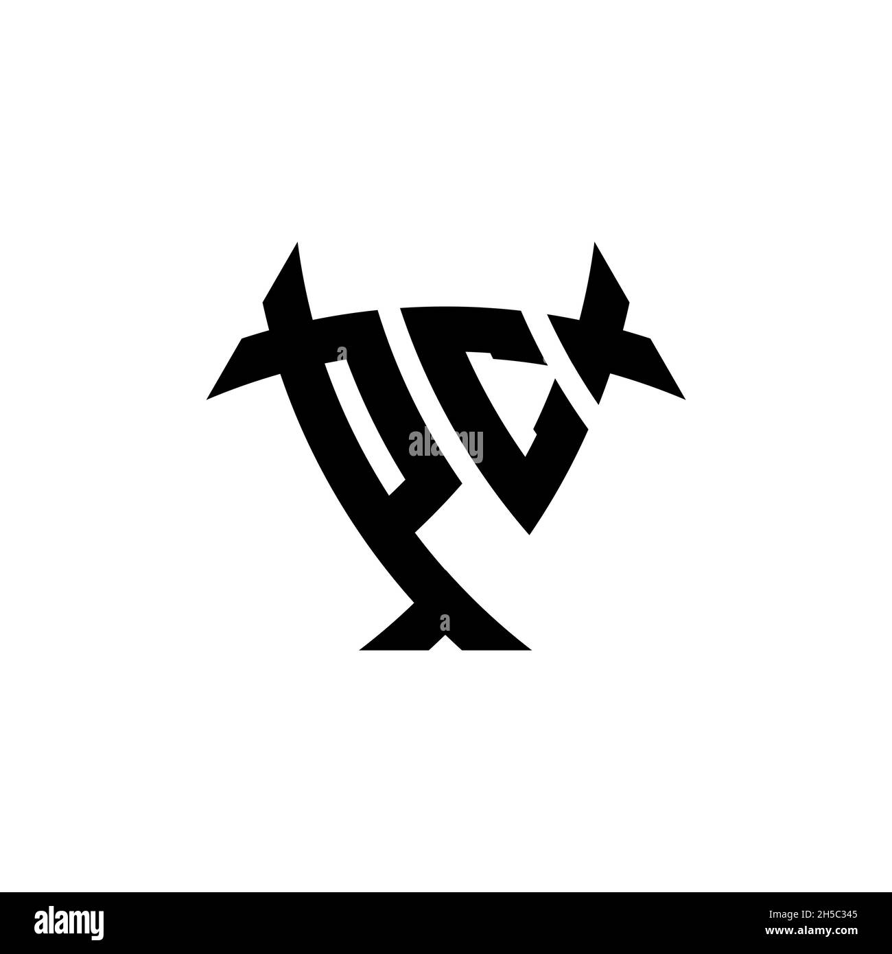 PC Monogram-Logo mit Dreieck-Schild und kreisförmiges Design auf isoliertem Hintergrund. Dreieck-Monogramm-Logo, Schild-Monogramm-Logo, Trian Stock Vektor