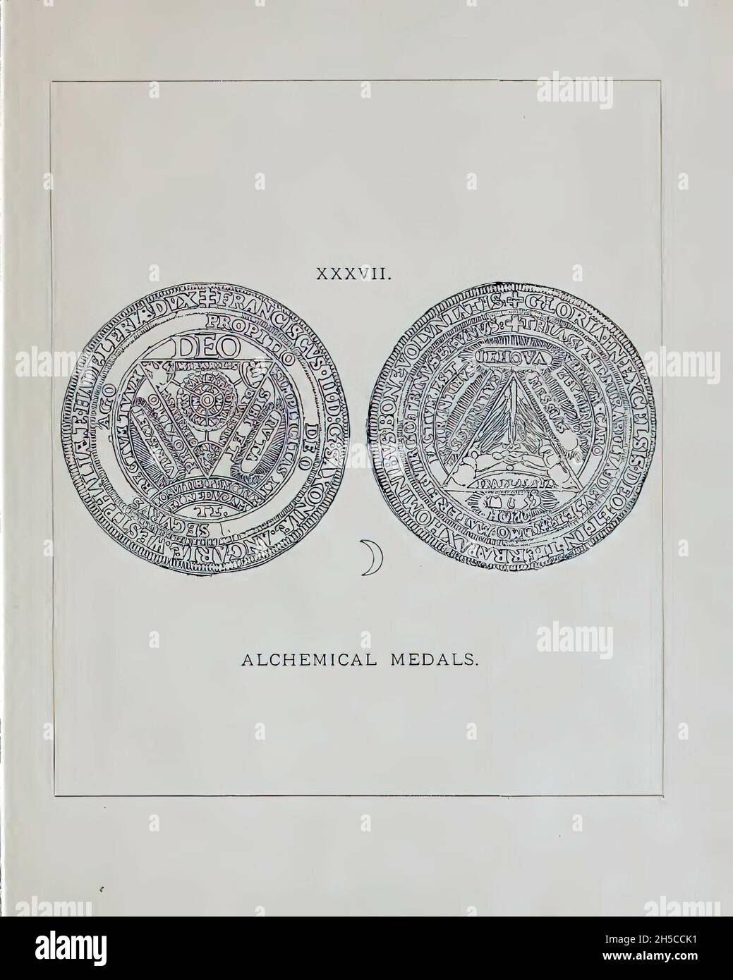 Vertikaler Scan eines Alchemie-Textes aus dem 18. Oder 19. Jahrhundert Stockfoto