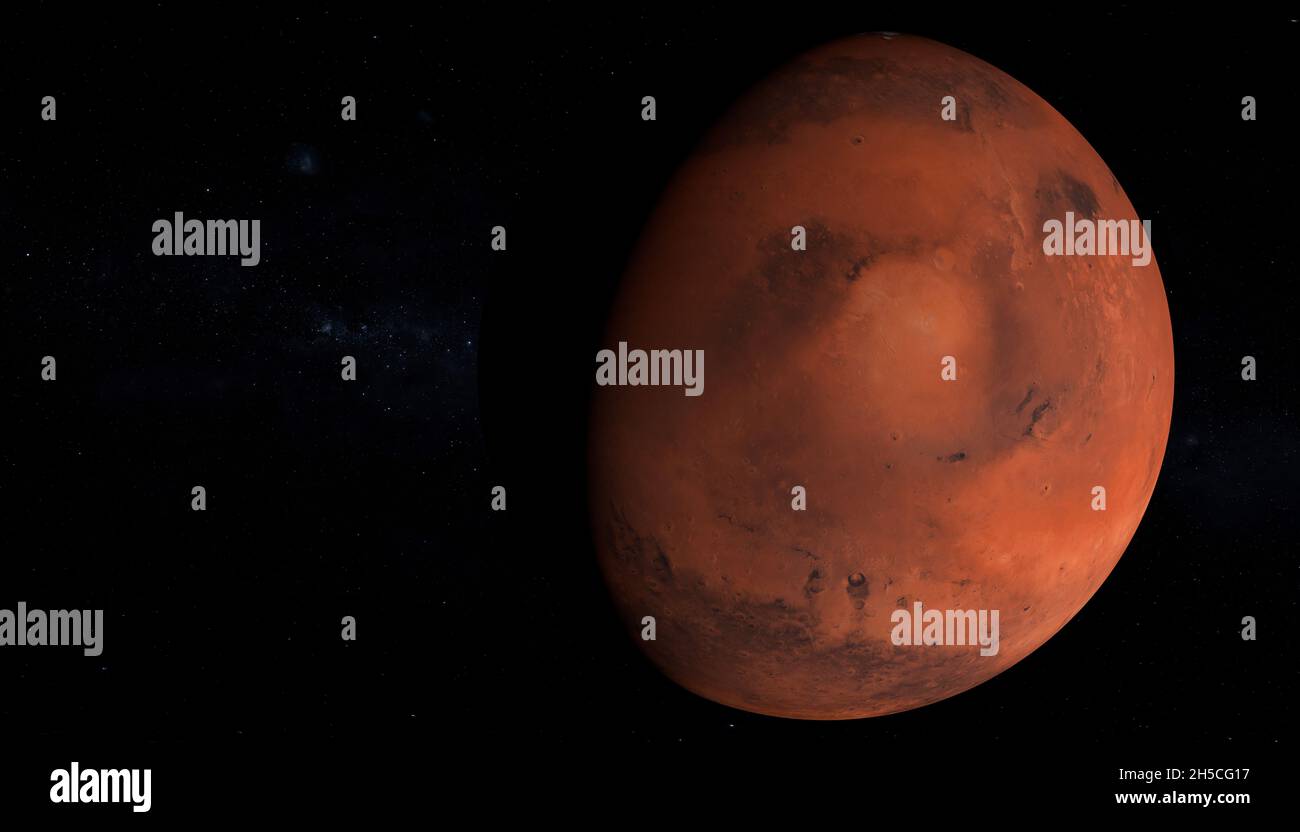 Planet Mars. Weltraumforschung. Elemente dieses Bildes, die von der NASA eingerichtet wurden. Stockfoto