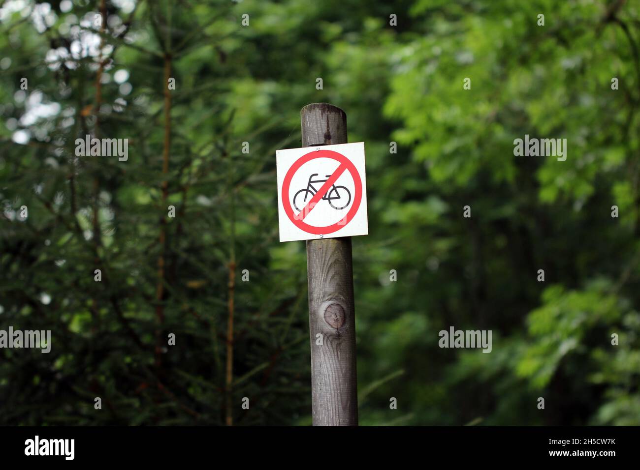 Schild am Wegesrand: Durchfahrt für Radfahrer verboten, Deutschland Stockfoto
