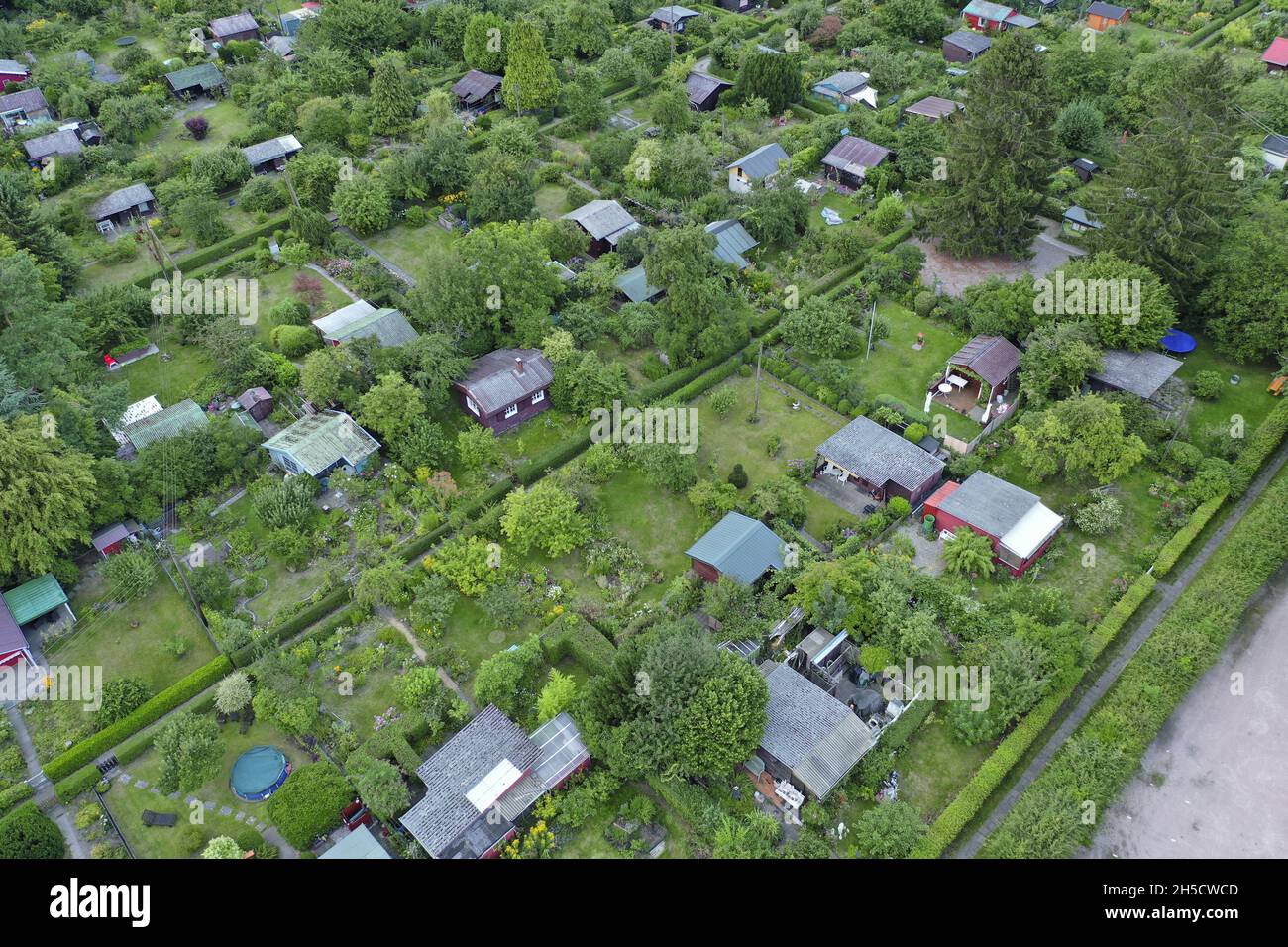 Gartenanlage in Altona, Drohnenbild, Deutschland, Hamburg Stockfoto