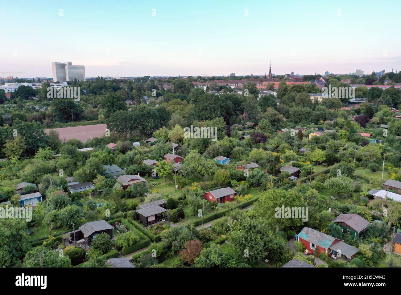 Gartenanlage in Altona, Drohnenbild, Deutschland, Hamburg Stockfoto