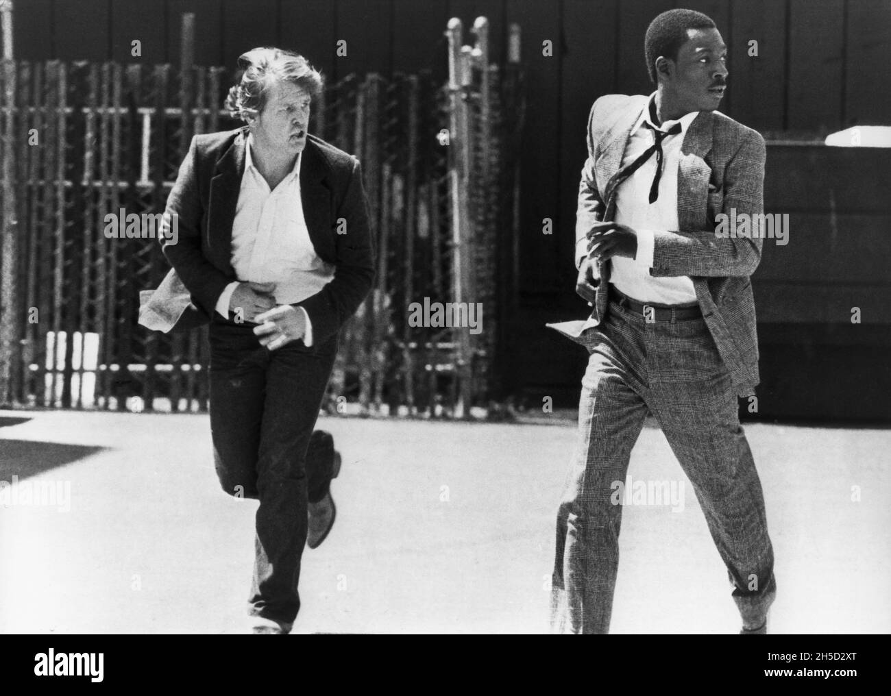Nick Nolte, Eddie Murphy, am Set des Films, '48 hrs.', Paramount Picturs, 1982 Stockfoto