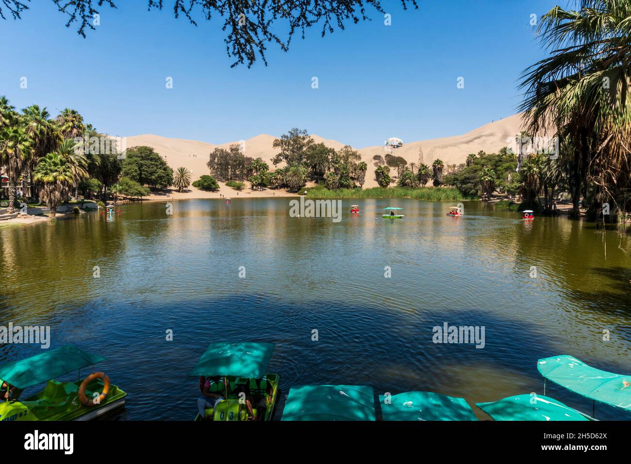 Das regionale Naturschutzgebiet Laguna de Huacachina, Ica, Peru Stockfoto