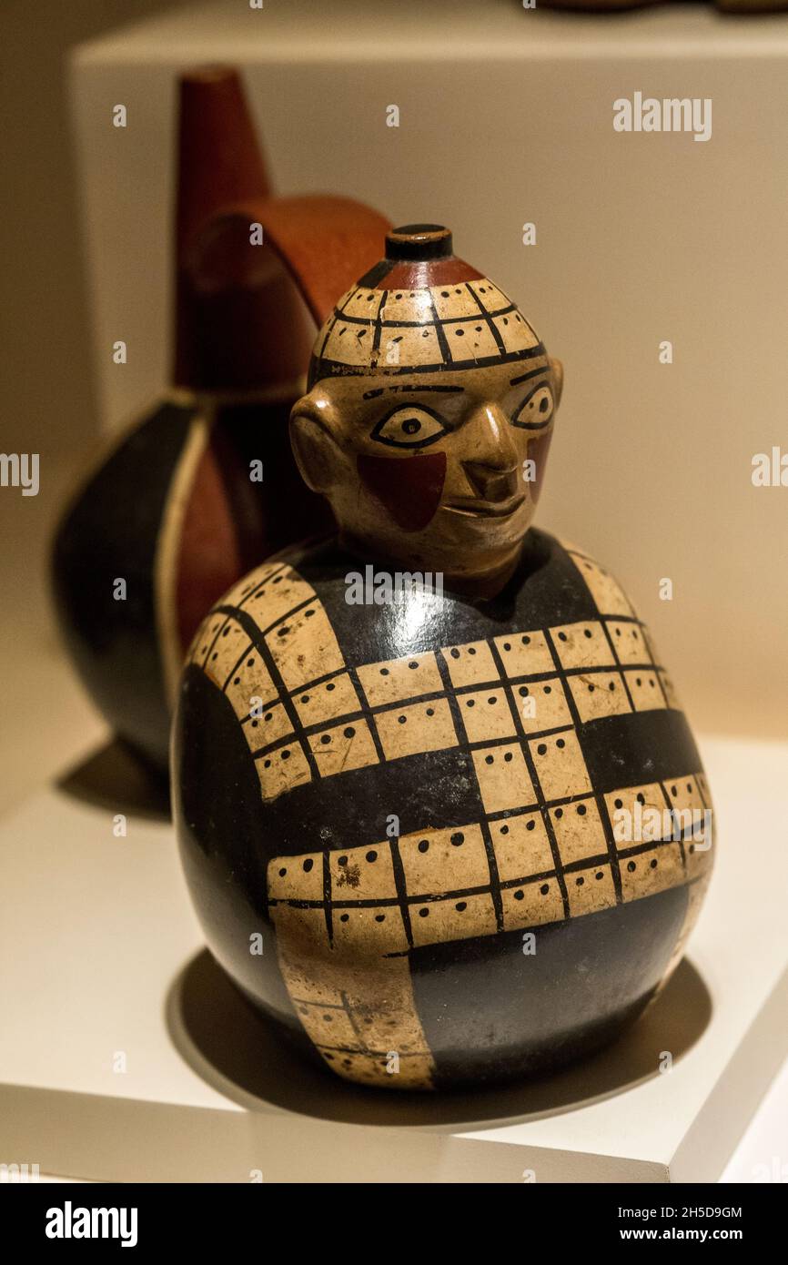 Keramikgefäß, Jagdszene Nazca Kultur 100 BC-800 BC Perú Stockfoto