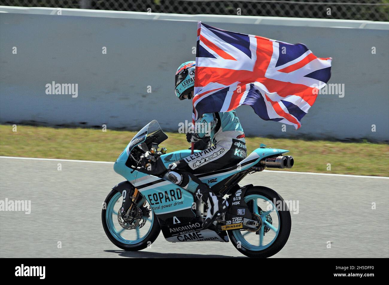 Danny Kent-Honda Moto3 2015 auf der Rennstrecke in Barcelona Catalunya,  Montmeló, Spanien Stockfotografie - Alamy