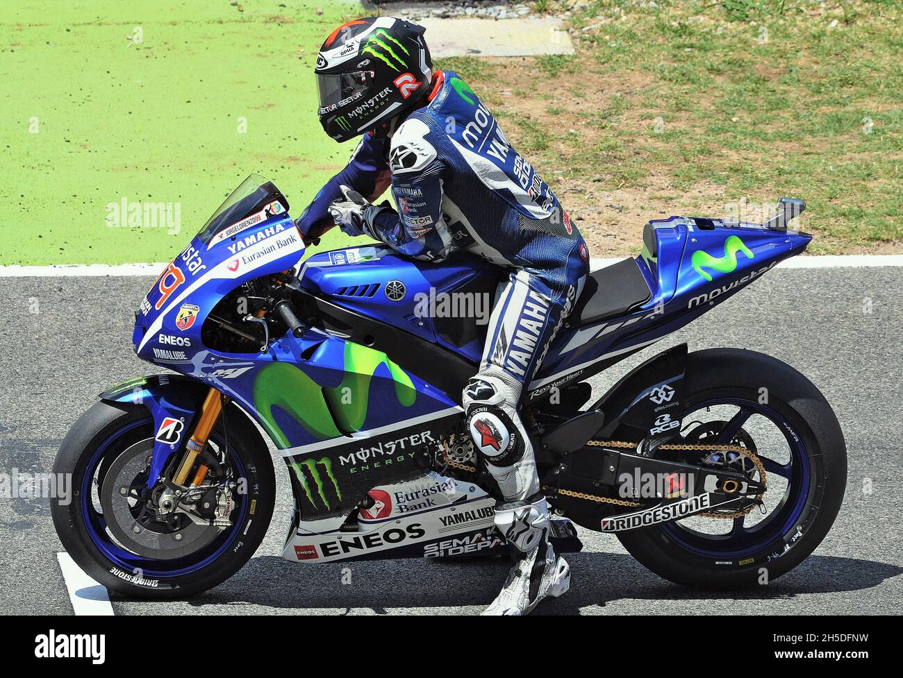Jorge Lorenzo-Yamaha MotoGP 2015 auf der Rennstrecke Barcelona Catalunya, Montmeló, Spanien Stockfoto