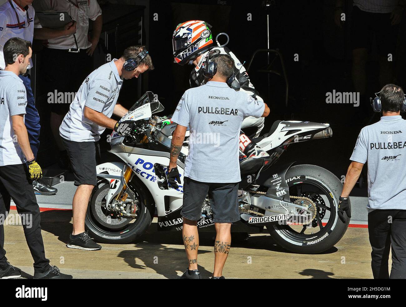 Nicky Hayden-Honda MotoGP 2015 auf der Rennstrecke von Barcelona Catalunya, Montmeló, Spanien Stockfoto