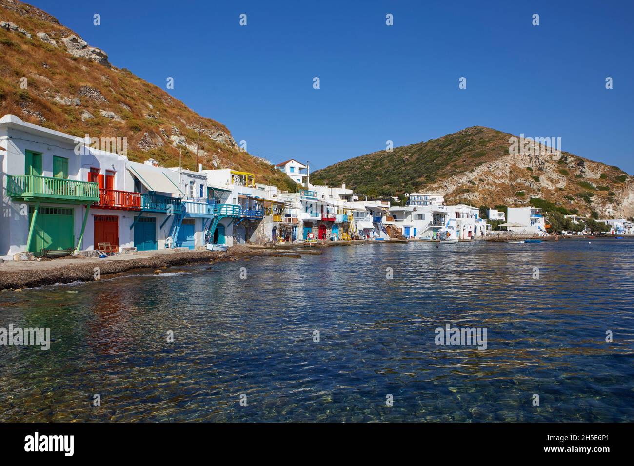 Das farbenfrohe Klima-Dorf, Insel Milos, Griechenland Stockfoto