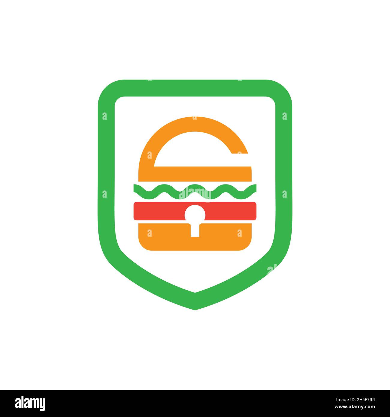 vektor-Design. Logo aus Kombination Schild und Burger Logo Konzept erstellt. Stock Vektor