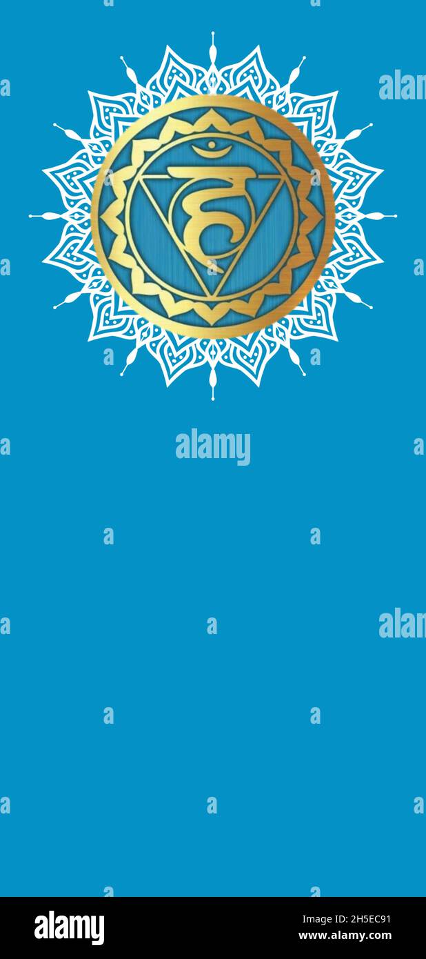 Satz von Chakren-Symbol auf farbigem Hintergrund isoliert Stockfoto