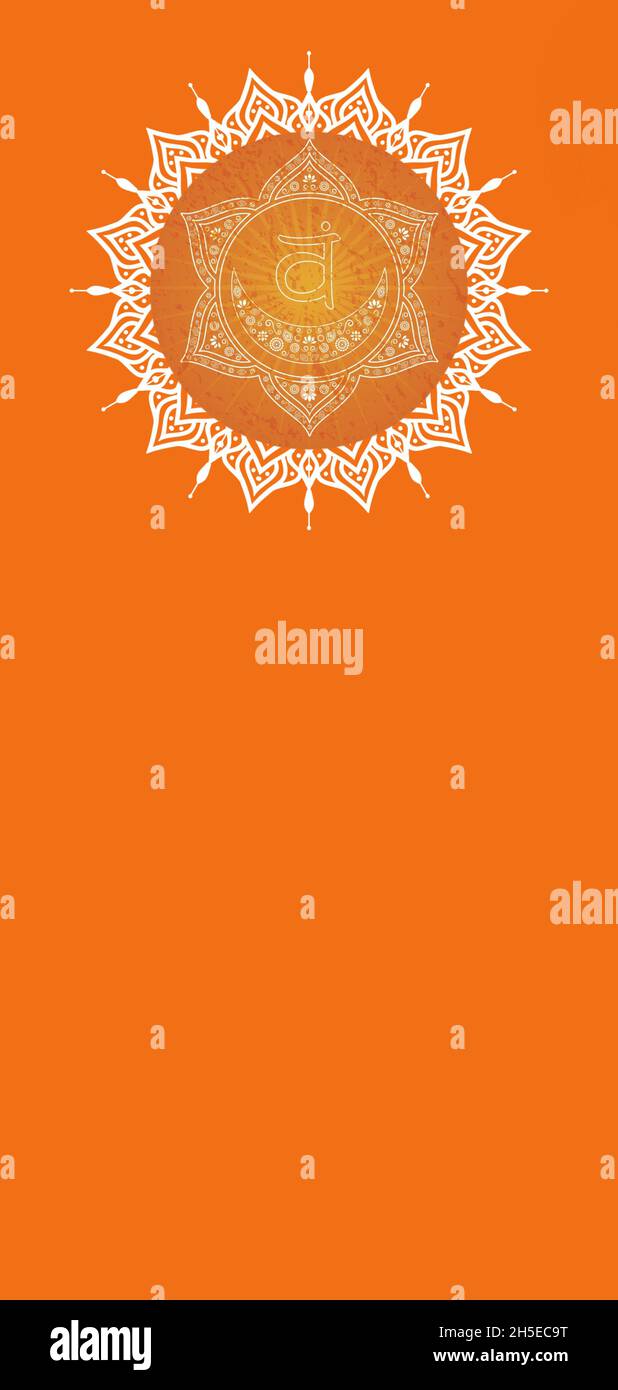 Satz von Chakren-Symbol auf farbigem Hintergrund isoliert Stockfoto