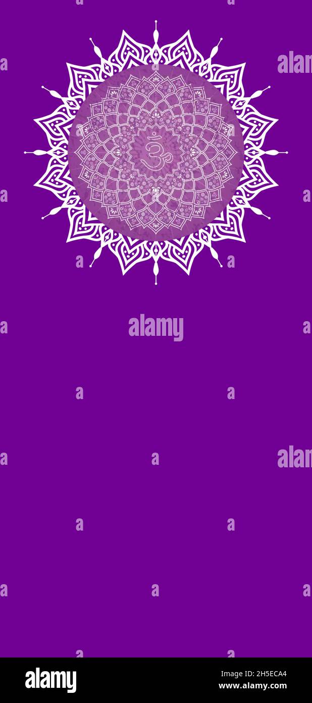 Satz von Chakren-Symbol auf farbigem Hintergrund isoliert Stockfoto