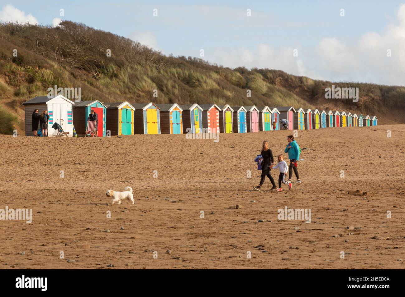 Strandhütten in Saunton Sands, Devon, England, Vereinigtes Königreich, Europa Stockfoto
